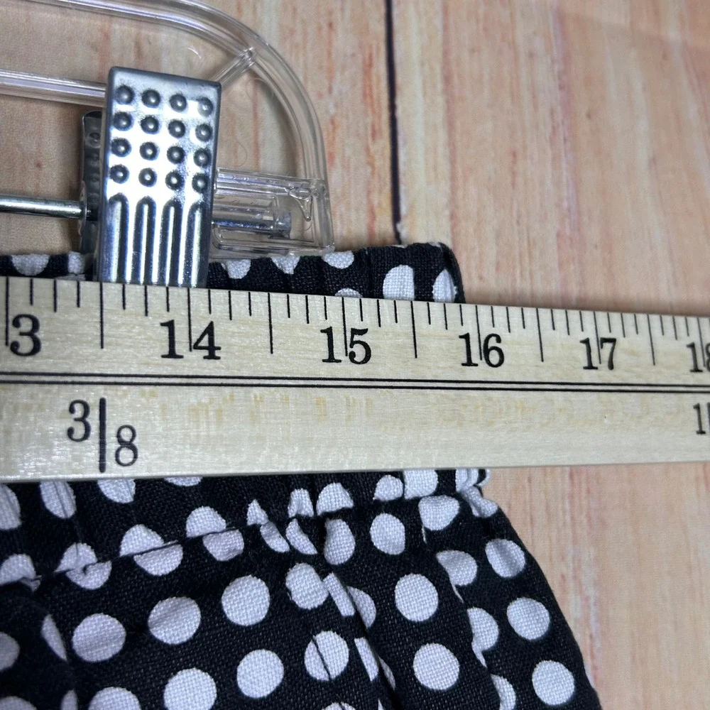 J.Crew Shorts Womens 8 Black Polka Dot Linen Cotton High Rise Preppy Retro‎